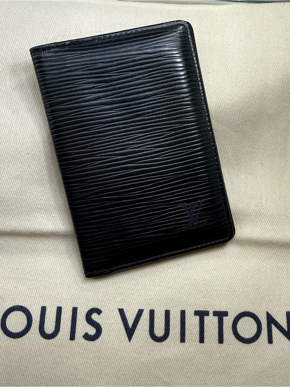 Louis Vuitton Black Epi Leather Card Holder/ Pocket Organizer w/ COA